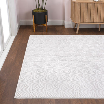 Porter Geometric Art Deco Fan Pattern High-low Area Rug